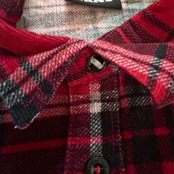 Vans black red lumberjack plaid corduroy long sleeve button down shirt mens sz S - Picture 6 of 12